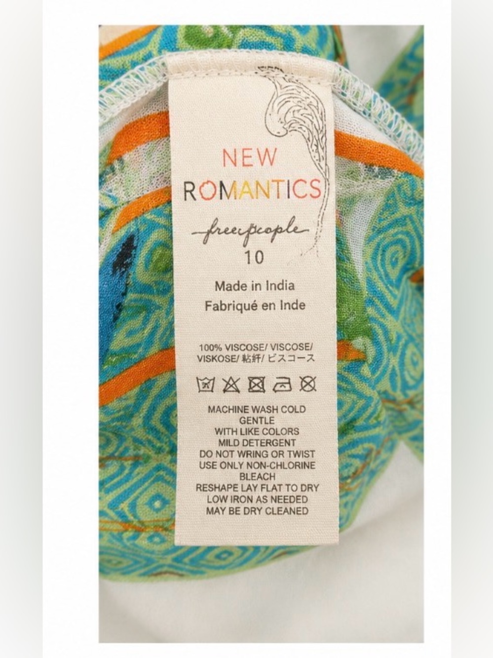 New Romantics by Free People Dress Size 10 Boho Printed Hi-Low Midi Maxi Strappy - Picture 3 of 4
